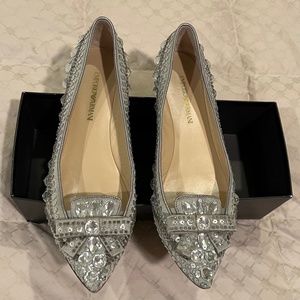 Emporio Armani Silver Jeweled Flats Size 40